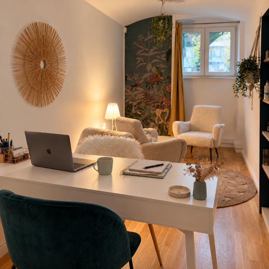 Nutritionist consultation room in Berlin with desk and seating area